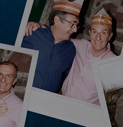 A collage of images featuring polaroid photos of a pair of friends posing for photos in front of a McDonald's restaurant